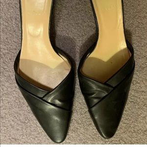 Bally black leather kitten heel mules